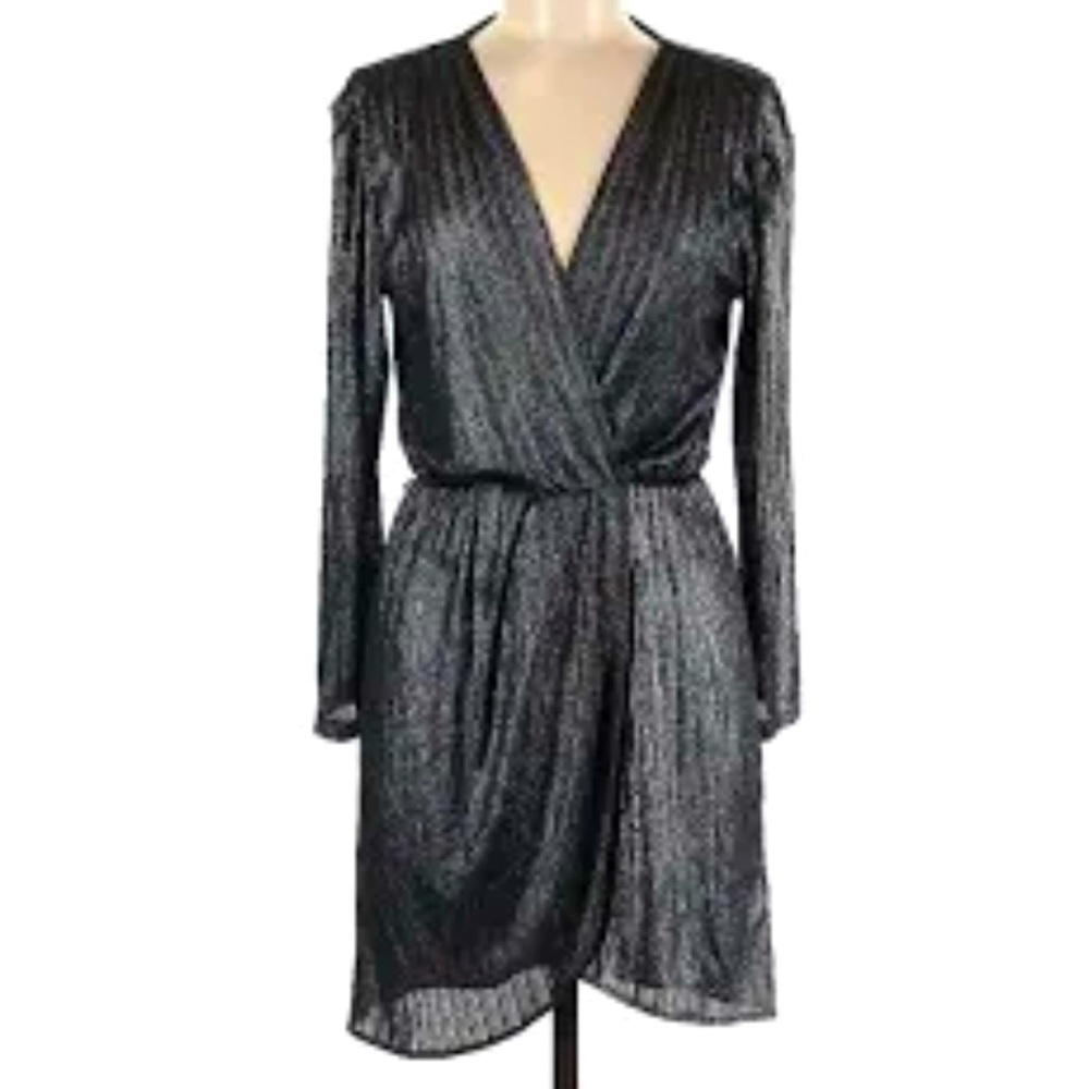 Fraiche by J Dress Black and Silver long sleeve Mini Dress